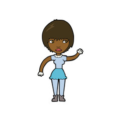 cartoon waving woman