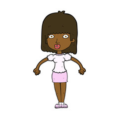 cartoon woman shrugging shoulders