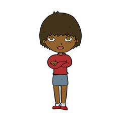 cartoon woman with crossed arms