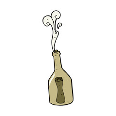 cartoon letter in a bottle