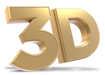 película 3D en letras metálicas doradas  