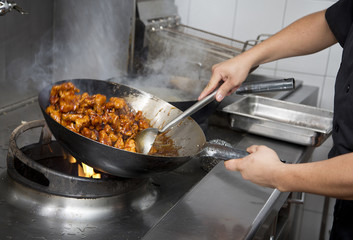 Man hands cooking