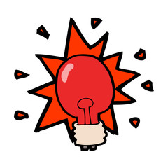 cartoon red light bulb