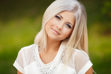 Beautiful smiling woman outdoor glamour girl happy lady