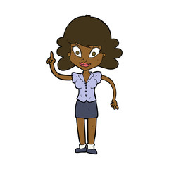 cartoon happy woman with idea