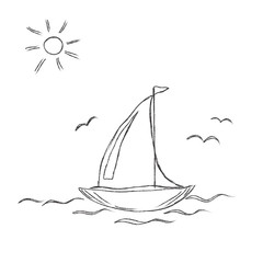 Vector, illustration, sketchy, boat
