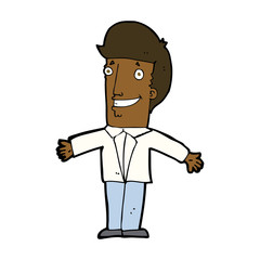 cartoon grining man with open arms