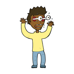 cartoon terrified man