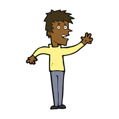 cartoon happy boy waving