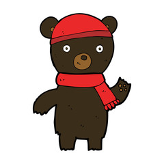 cartoon waving black bear