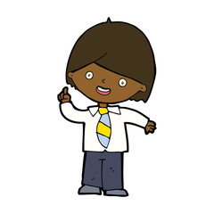 cartoon school boy answering question