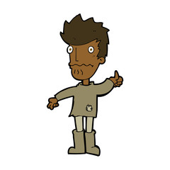 cartoon worried man giving thumbs up symbol