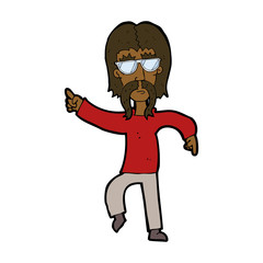 Naklejka premium cartoon hippie man wearing glasses
