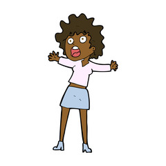 cartoon frightened woman