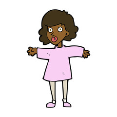 cartoon nervous woman