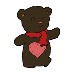 cartoon white teddy bear with love heart