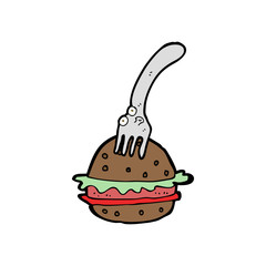 cartoon fork and burger