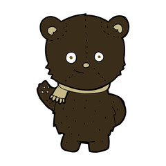 cute cartoon black bear waving