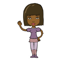 cartoon woman waving