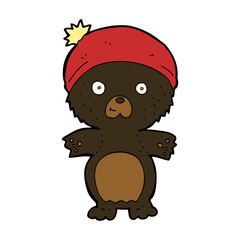 cartoon cute black bear in hat
