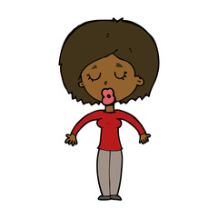 cartoon woman with closed eyes