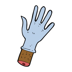 cartoon hand with rubber glove