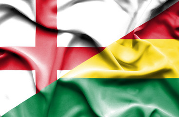 Waving flag of Bolivia and England