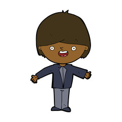 cartoon happy boy with open arms