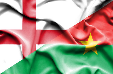Waving flag of Burkina Faso and England