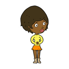 cartoon concerned woman