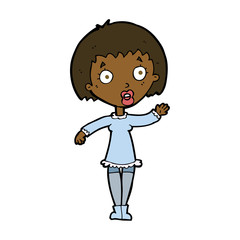 cartoon waving woman
