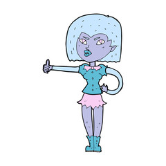 cartoon vampire girl giving thumbs up