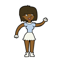 Obraz premium cartoon girl waving