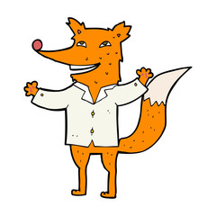 cartoon happy fox wearing shirt