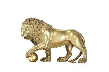 Bronze Lion standing with ball