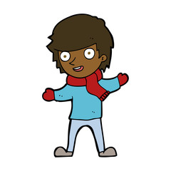 cartoon boy in winter clothes