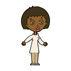 cartoon tired woman