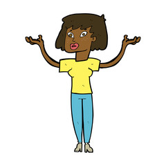cartoon woman holding up hands