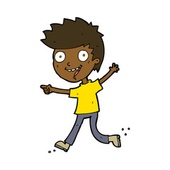 cartoon crazy excited boy