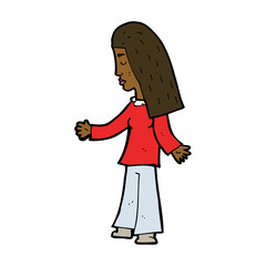 cartoon woman with open arms