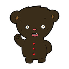 cartoon waving black bear cub