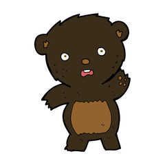 cartoon waving black bear cub