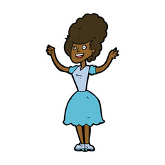 cartoon happy 1950's woman