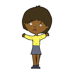 cartoon worried woman