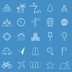 Naklejka premium Location line icons on blue background