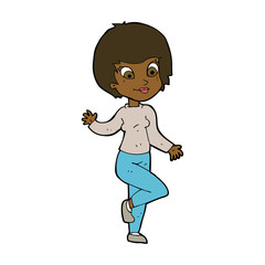 cartoon woman waving