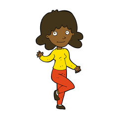 cartoon friendly woman waving