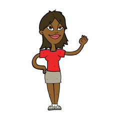 cartoon woman waving