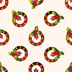 Christmas holly wreath , cartoon sticker icon