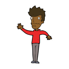 cartoon worried man reaching out